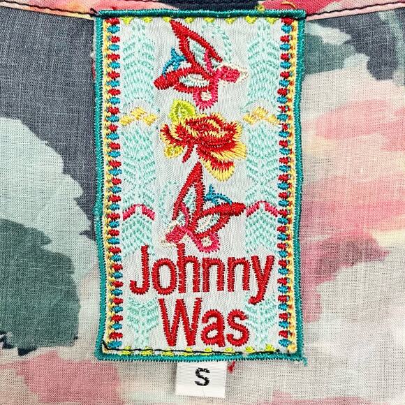 Johnny Was Blue Floral Cotton Side Slit Tunic Top - Picture 8 of 9